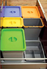 MG SERIE CONTENEDORES RESIDUOS box de 3 cubos de 16 + 2 cubos 8  litros + 1 recipiente